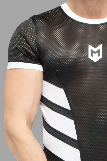 Skulla. Mesh T-Shirt. Black+White - MTS103-Y1 - www.maskulo.berlin - Local store