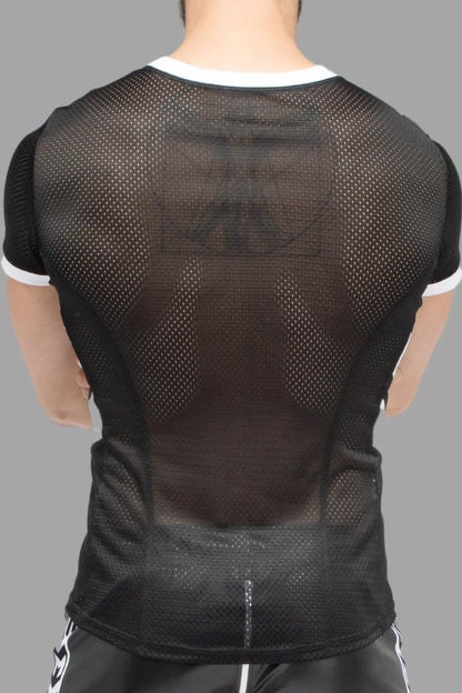 Skulla. Mesh T-Shirt. Black+White - MTS103-Y1 - www.maskulo.berlin - Local store