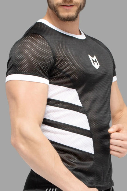 Skulla. Mesh T-Shirt. Black+White - MTS103-Y1 - www.maskulo.berlin - Local store