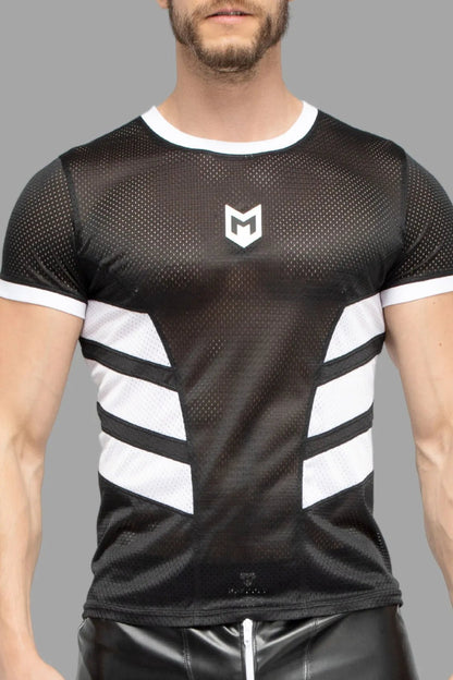 Skulla. Mesh T-Shirt. Black+White - MTS103-Y1 - www.maskulo.berlin - Local store