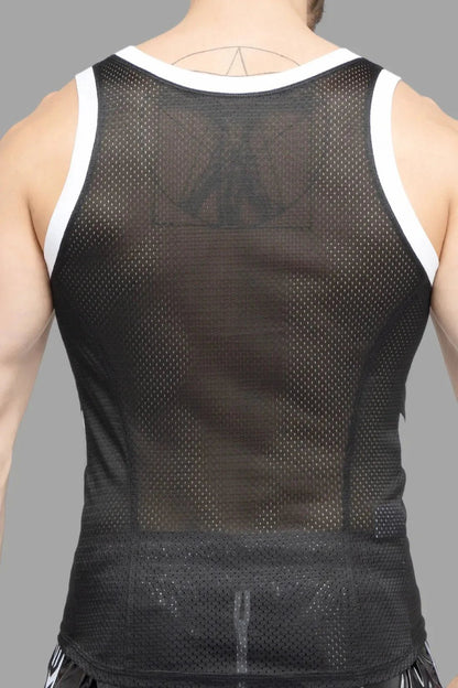 Skulla. Mesh Tank Top. Black and White - MTP103 - Y4 - www.maskulo.berlin - Local store