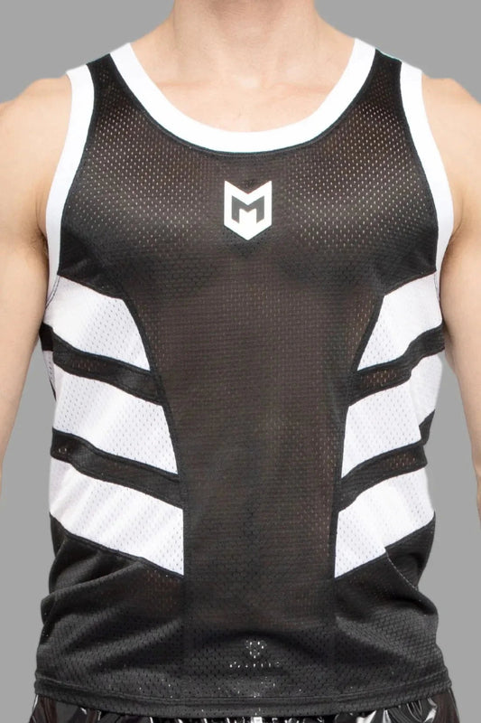 Skulla. Mesh Tank Top. Black and White - MTP103 - Y4 - www.maskulo.berlin - Local store