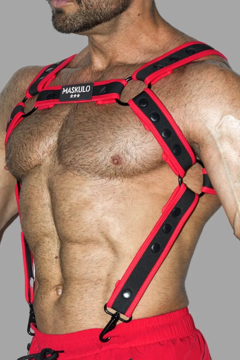 Steve Hexguard Body Harness. Black + Red - MHR213-YX - www.maskulo.berlin - Local store