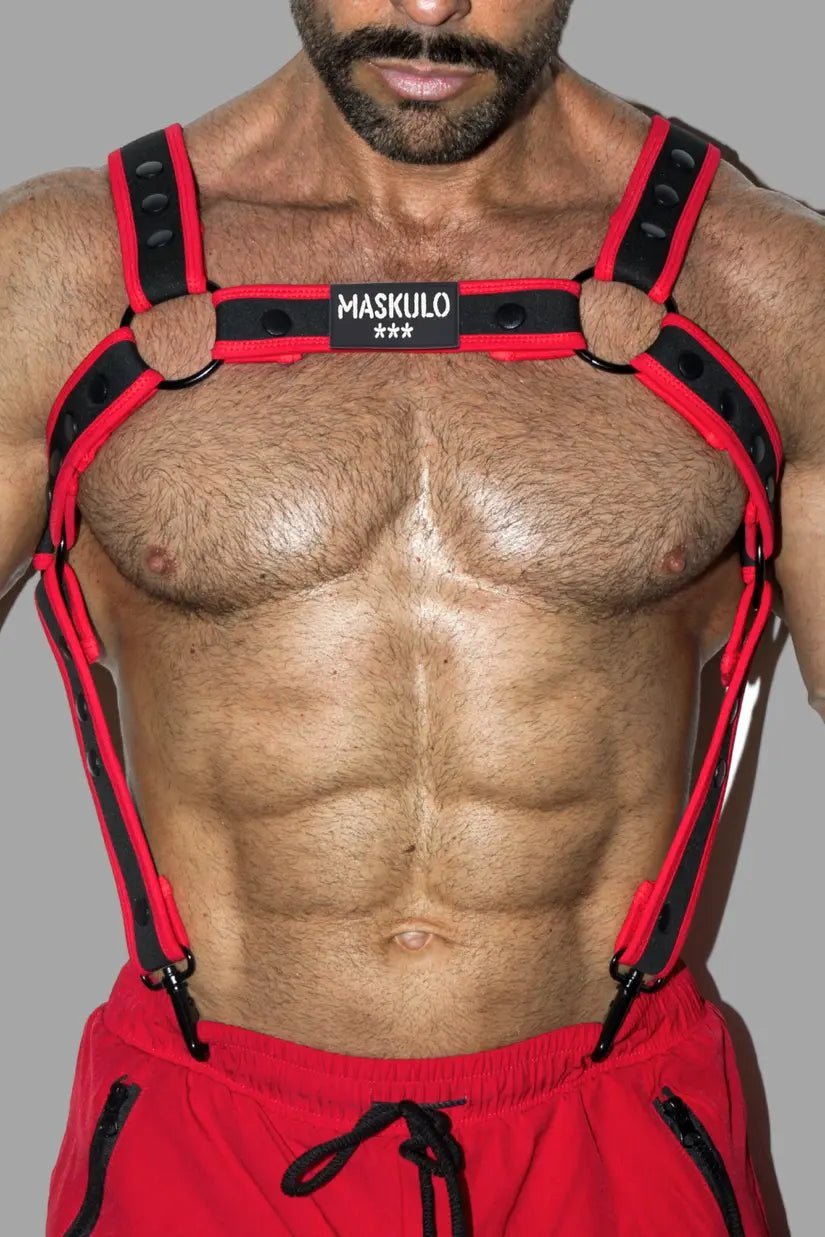 Steve Hexguard Body Harness. Black + Red - MHR213-YX - www.maskulo.berlin - Local store