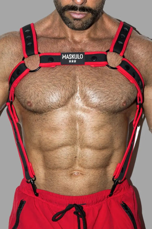 Steve Hexguard Body Harness. Black + Red - MHR213-YX - www.maskulo.berlin - Local store