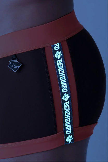 Swimming Trunk Shorts With Zip Imitation. Brown And Orange - MSW105-Y1 - www.maskulo.berlin - Local store