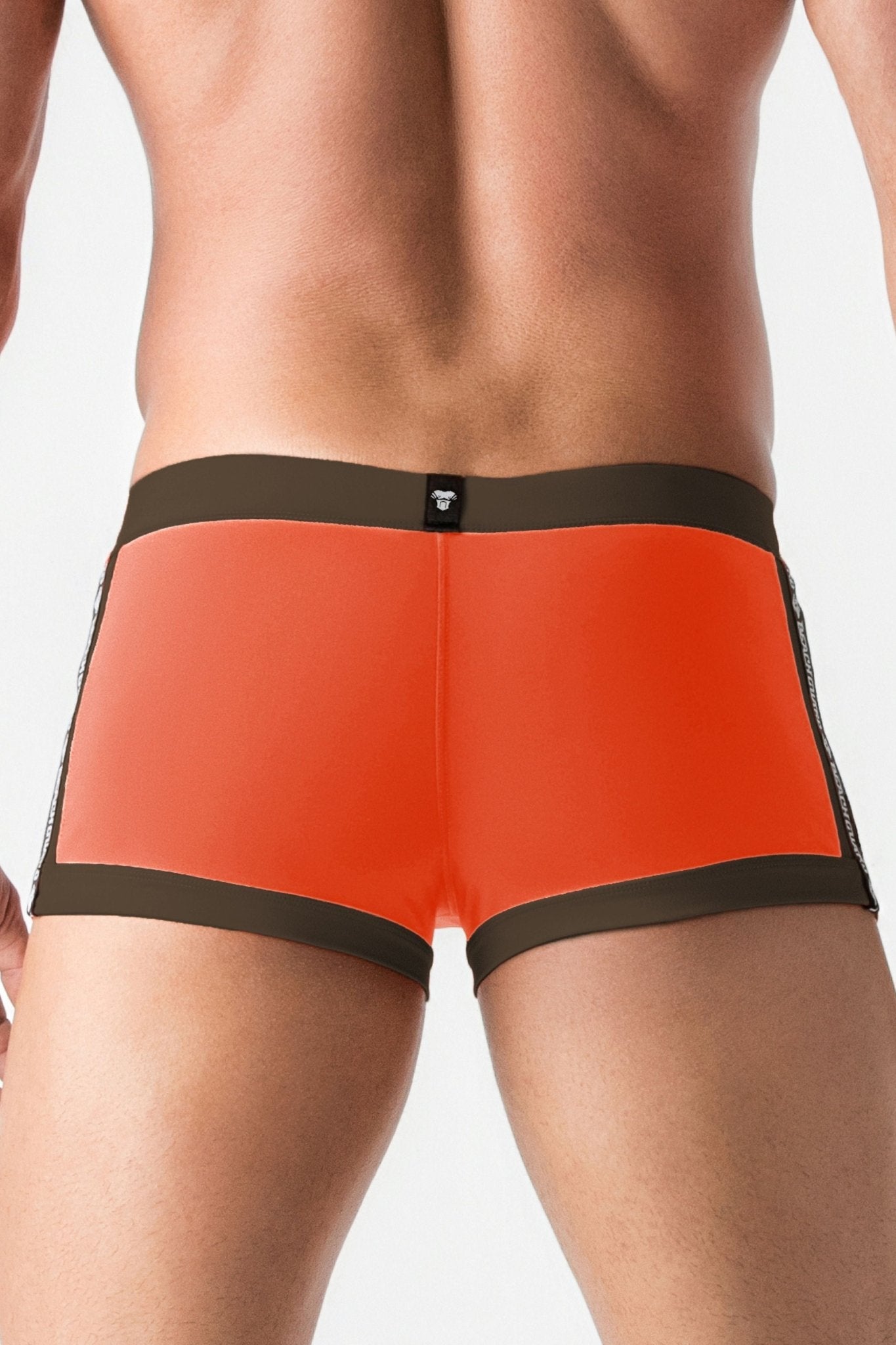 Swimming Trunk Shorts With Zip Imitation On The Front. Orange+Brown - MSW104-Y1 - www.maskulo.berlin - Local store