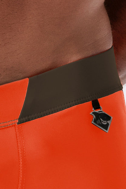 Swimming Trunk Shorts with Zip Imitation on the Front. Orange+Brown - MSW104 - Y2 - www.maskulo.berlin - Local store