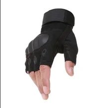 Tactical Fingerless Gloves with Plastic Knuckles. Black - NQ3317-Y1 1 - www.maskulo.berlin Local City Store
