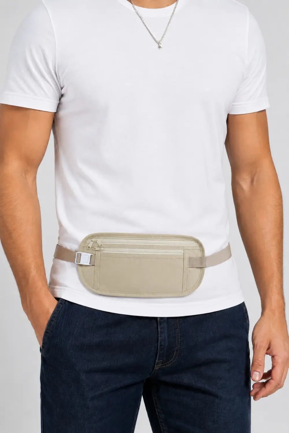 Thin Lightweight Waist Bag. Beige - NBG321-YX 1 - www.maskulo.berlin Local City Store