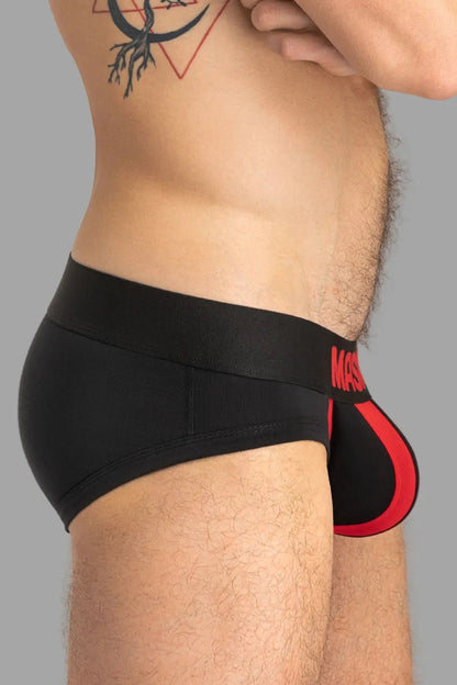 Tiger Briefs Pouch-Snap. Black And Red - MBR136-Y1 - www.maskulo.berlin - Local store