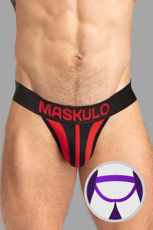 Tiger Jock With Pouch-Snap. Black And Red - MJS148-Y1 - www.maskulo.berlin - Local store