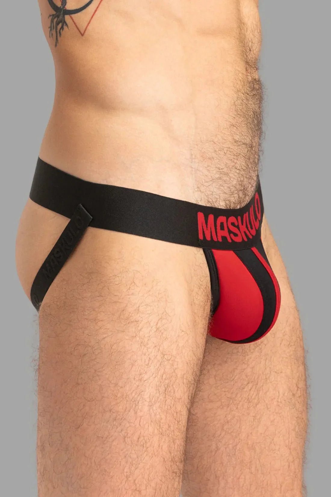 Tiger Jock With Pouch-Snap. Black And Red - MJS148-Y1 - www.maskulo.berlin - Local store