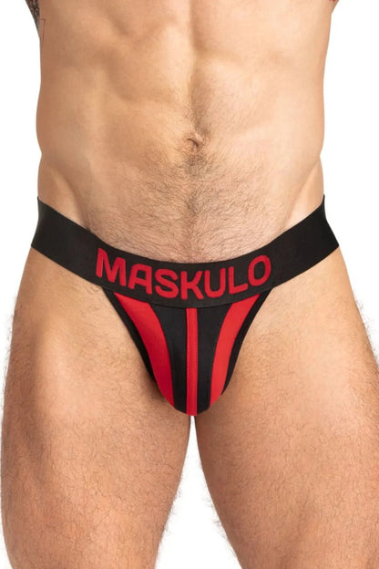 Tiger Jock With Pouch-Snap. Black And Red - MJS148-Y1 - www.maskulo.berlin - Local store