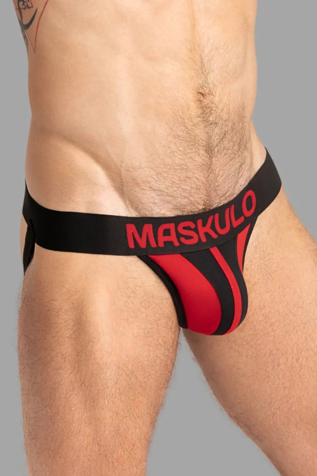 Tiger Jock With Pouch-Snap. Black And Red - MJS148-Y1 - www.maskulo.berlin - Local store