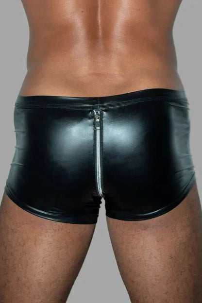 Trukk Liquidoil PU Leather Shorts with 2 - sides zipper. Black + Silver - MSH236 - Y2 - www.maskulo.berlin - Local store