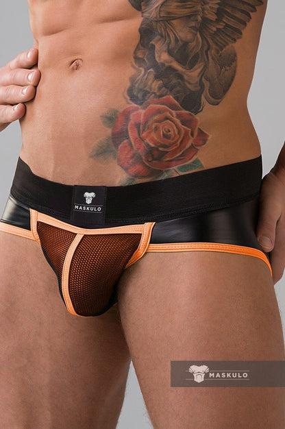 Youngero Classic. Zip-Rear Briefs. Orange Neon