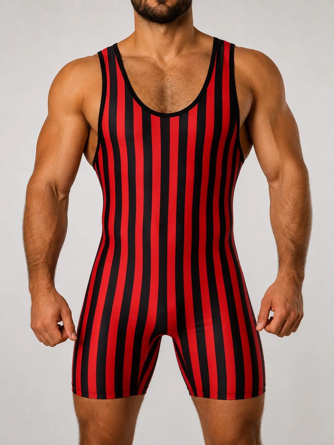 Vertical Stripes Singlet. Red + Black - NSG332-Y1 1 - www.maskulo.berlin Local City Store