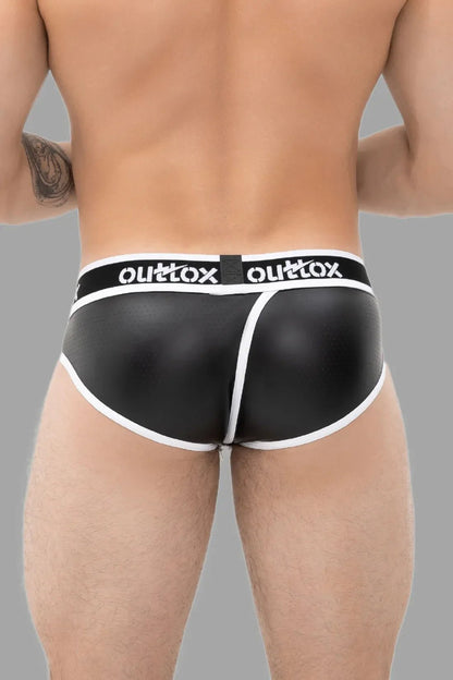Wrapped Rear Briefs With Snap Codpiece. Black+White - XBR111-Y1 - www.maskulo.berlin - Local store