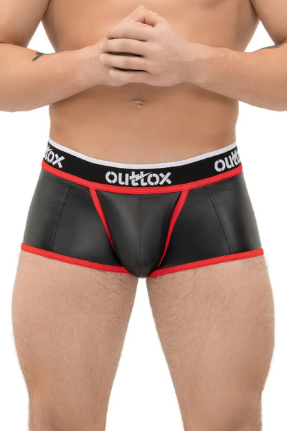 Wrapped Rear Trunk Shorts With Snap Codpiece. Black+Red - XTR108-Y1 - www.maskulo.berlin - Local store