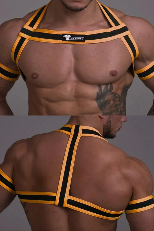 Youngero. Bulldog Elastic Harness. Orange Neon