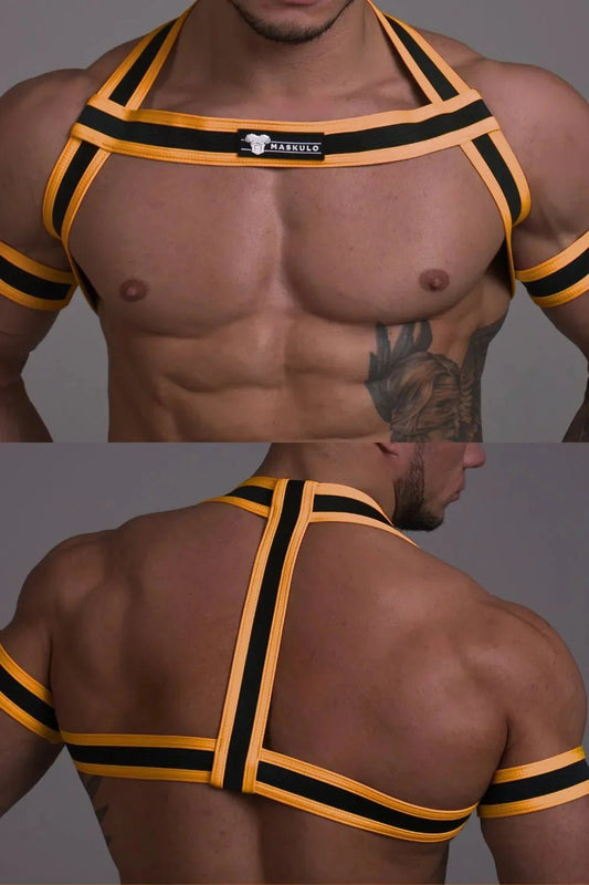 Youngero. Bulldog Elastic Harness. Orange Neon - MHR143-Y1 - www.maskulo.berlin - Local store