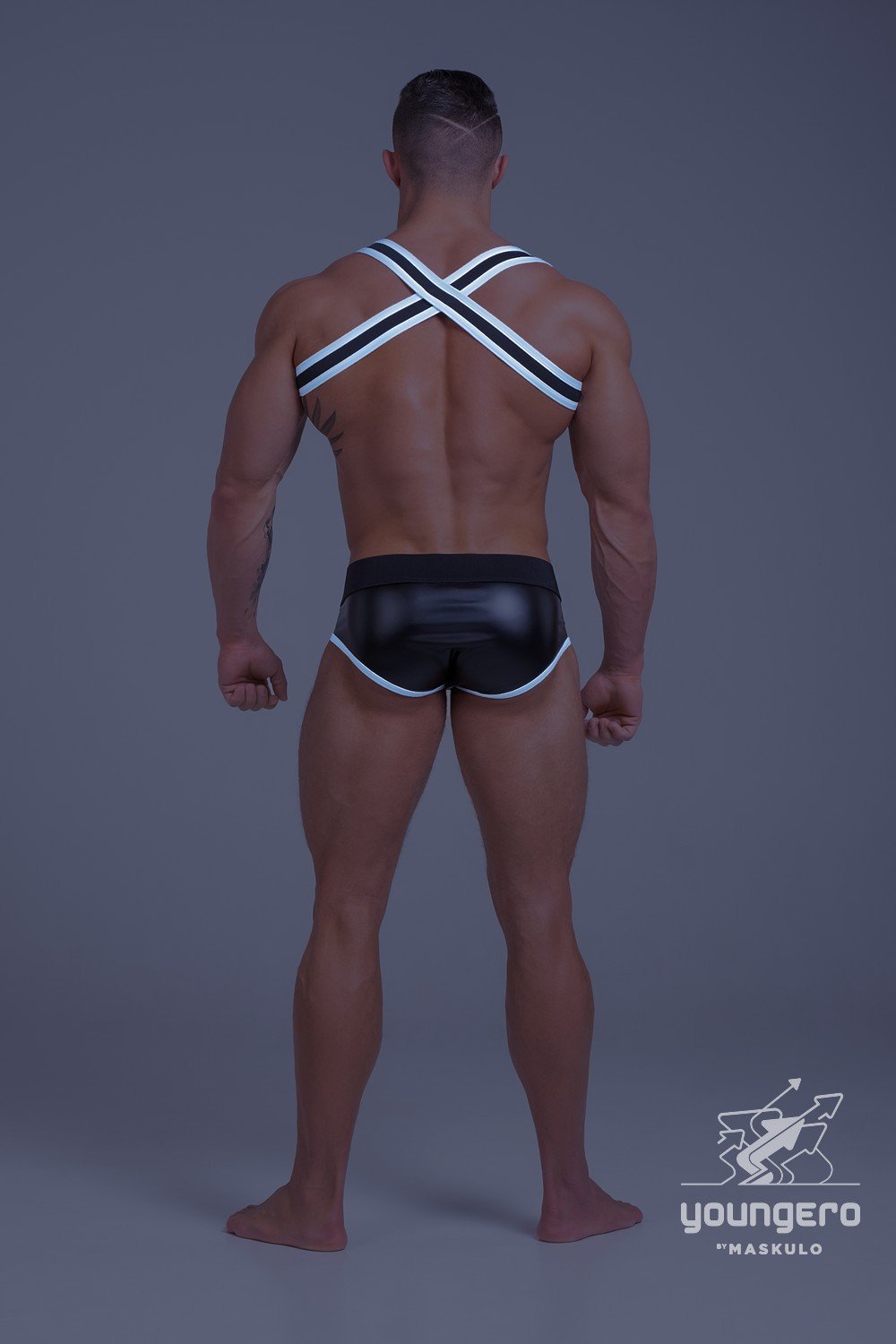 Youngero. Bulldog Elastic Harness. White Neon - MHR145-Y1 - www.maskulo.berlin - Local store
