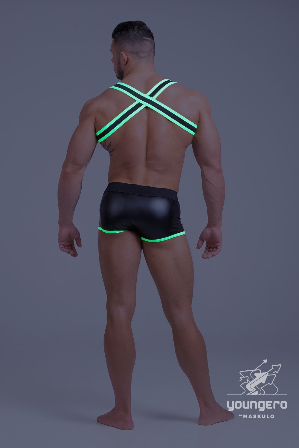 Youngero. Bulldog Elastic Harness. White Neon - MHR145-Y1 - www.maskulo.berlin - Local store