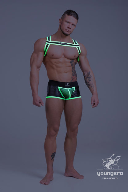 Youngero. Bulldog Elastic Harness. White Neon - MHR145-Y1 - www.maskulo.berlin - Local store