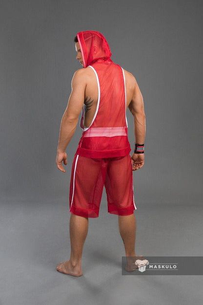 Youngero Classic. Mesh Hoodie Top. Red - MTP161-Y1 10 - www.maskulo.berlin Local City Store