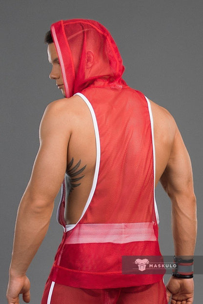 Youngero Classic. Mesh Hoodie Top. Red - MTP161-Y1 2 - www.maskulo.berlin Local City Store