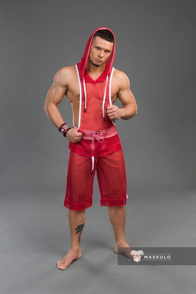 Youngero Classic. Mesh Hoodie Top. Red - MTP161-Y1 8 - www.maskulo.berlin Local City Store