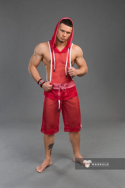 Youngero Classic. Mesh Hoodie Top. Red - MTP161-Y1 8 - www.maskulo.berlin Local City Store