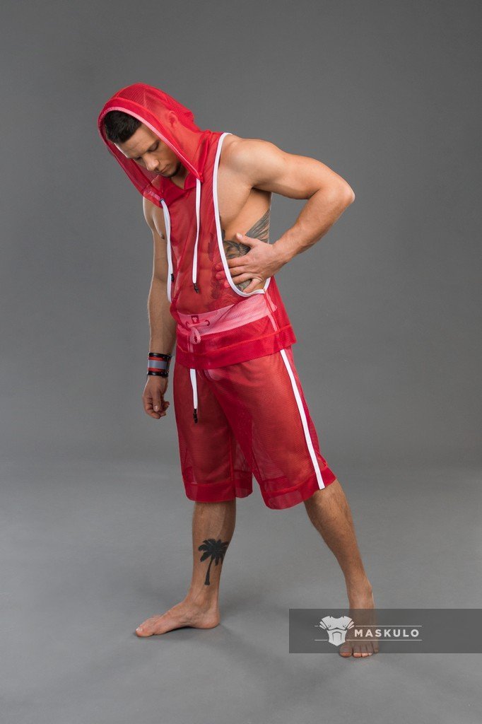 Youngero Classic. Mesh Hoodie Top. Red - MTP161-Y1 9 - www.maskulo.berlin Local City Store
