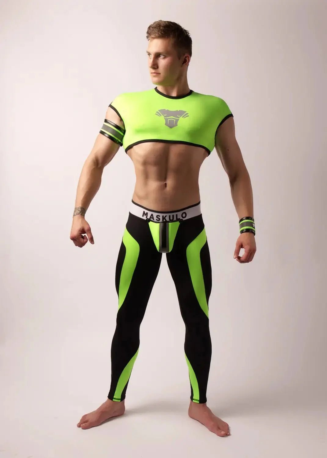 Youngero Classic. Zip-Rear Leggings. Green Neon - MLG159-Y1 3 - www.maskulo.berlin Local City Store