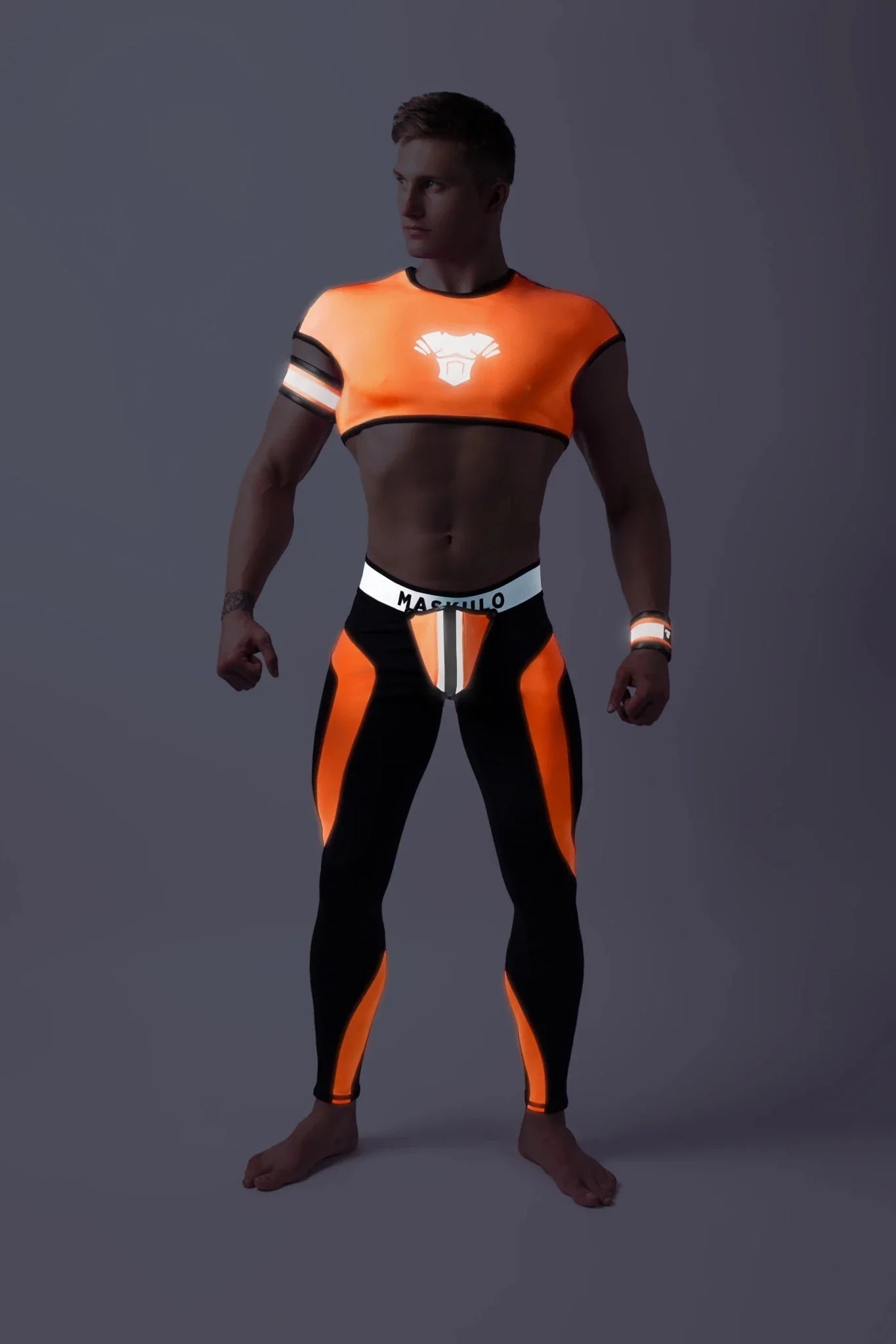 Youngero Classic. Zip-Rear Leggings. Orange Neon - MLG156-Y1 - www.maskulo.berlin - Local store