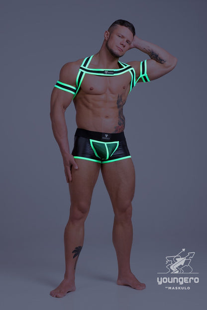 Youngero. Elastic Harness with Biceps Bands. Green Neon - MHR150-Y1 - www.maskulo.berlin - Local store