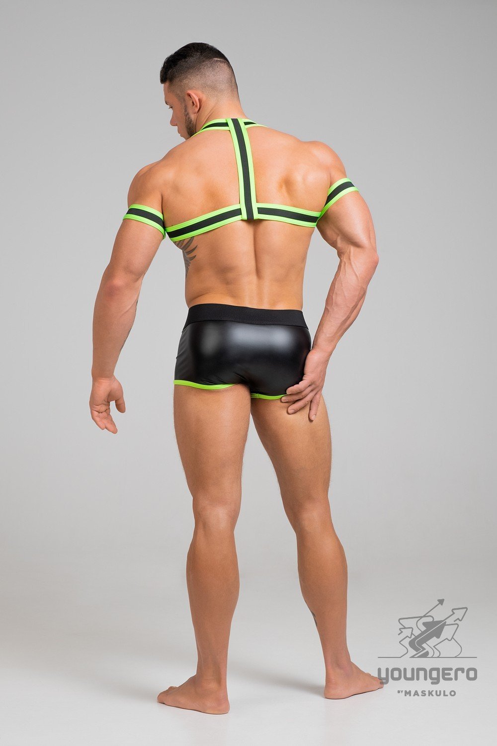 Youngero. Elastic Harness with Biceps Bands. Green Neon - MHR150-Y1 - www.maskulo.berlin - Local store