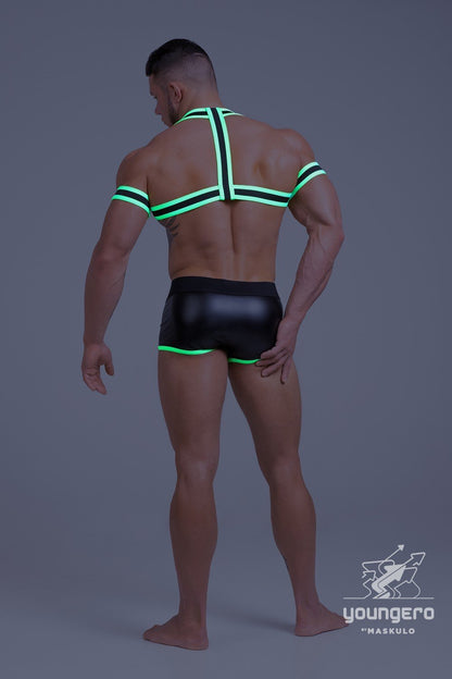 Youngero. Elastic Harness with Biceps Bands. Green Neon - MHR150-Y1 - www.maskulo.berlin - Local store