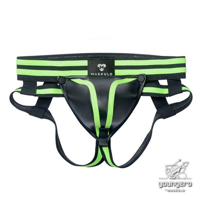 Youngero Gen Y Fetish Jockstrap. Codpiece. Black+Green Neon - MJS194-Y1 - www.maskulo.berlin - Local store