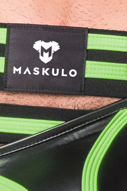 Youngero Gen Y Fetish Jockstrap. Codpiece. Black+Green Neon - MJS194-Y1 - www.maskulo.berlin - Local store