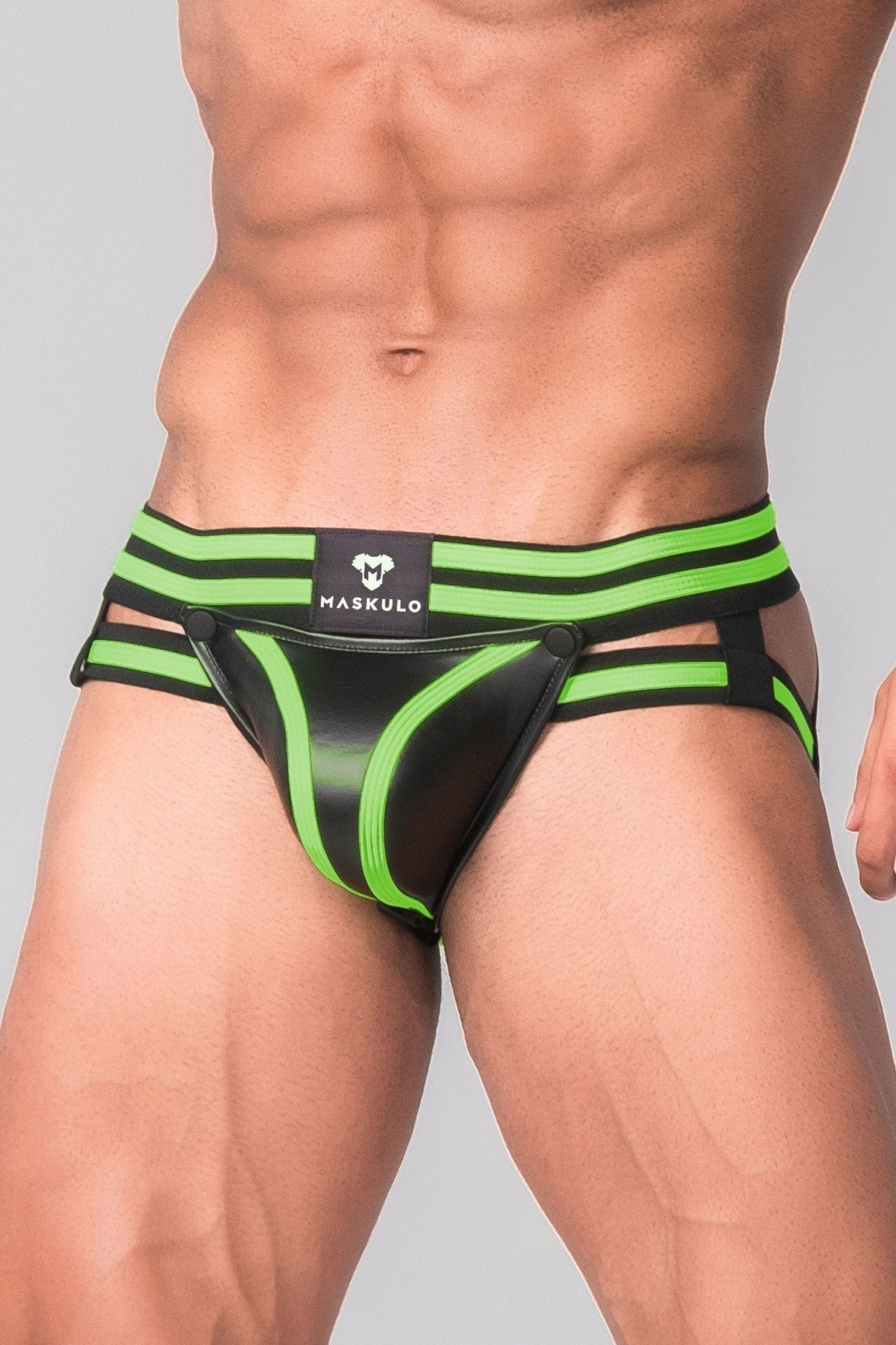 Youngero Gen Y Fetish Jockstrap. Codpiece. Black+Green Neon - MJS194-Y1 - www.maskulo.berlin - Local store
