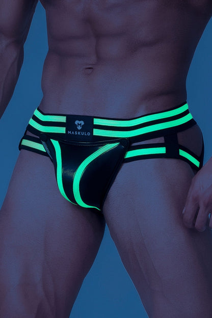 Youngero Gen Y Fetish Jockstrap. Codpiece. Black+Green Neon - MJS194-Y1 - www.maskulo.berlin - Local store
