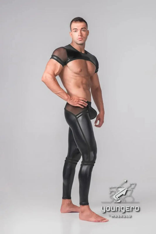Youngero Generation Y. Crop Top with Mesh Sleeves. Black - MTP123-Y1 - www.maskulo.berlin - Local store