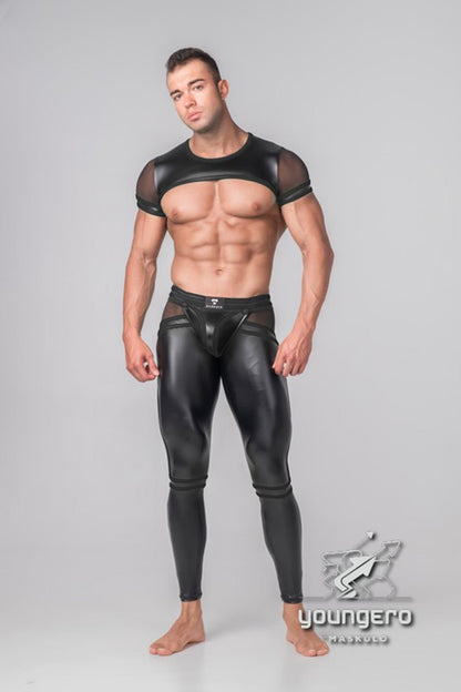 Youngero Generation Y. Crop Top with Mesh Sleeves. Black - MTP123-Y1 2 - www.maskulo.berlin Local City Store