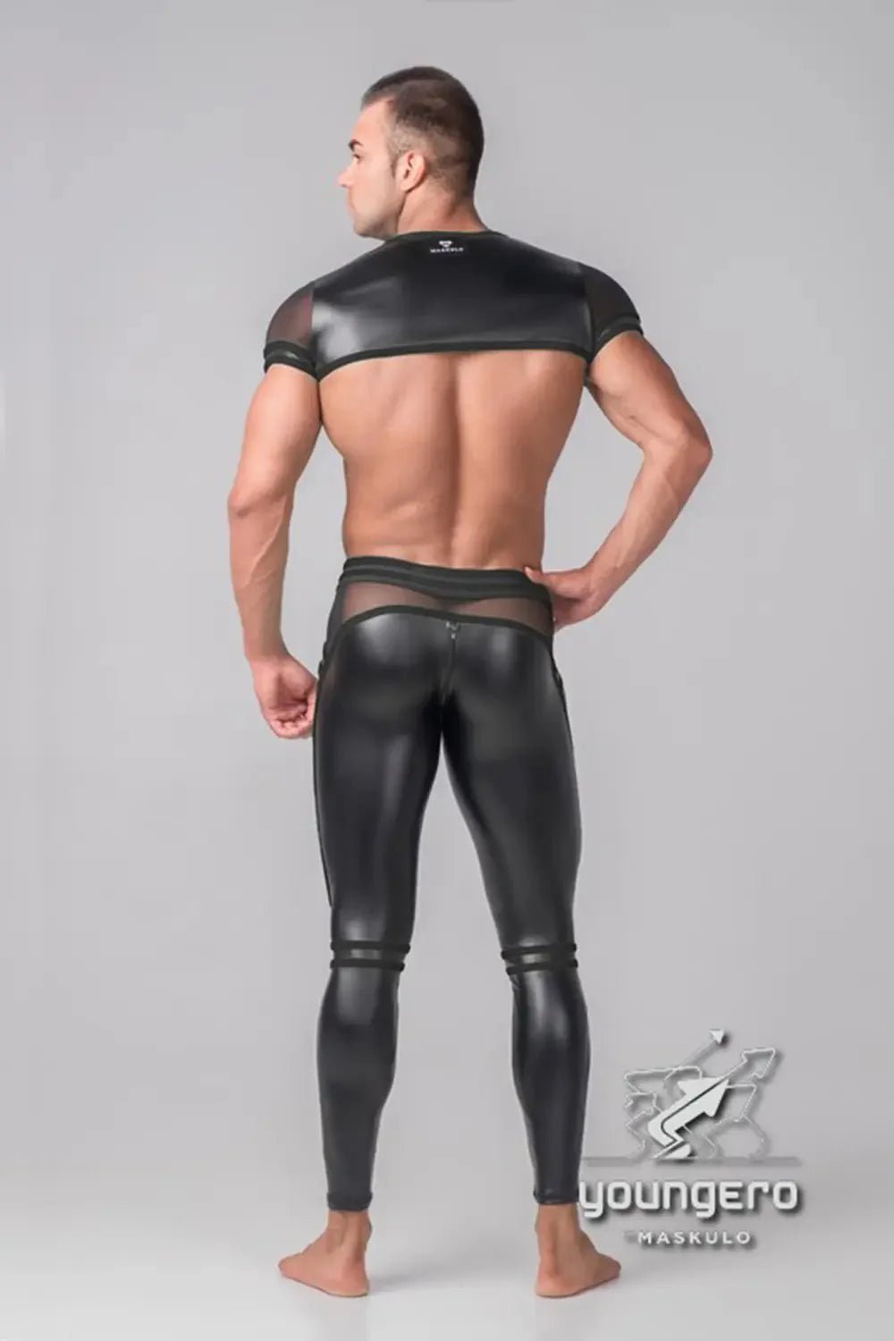 Youngero Generation Y. Crop Top with Mesh Sleeves. Black - MTP123-Y1 3 - www.maskulo.berlin Local City Store