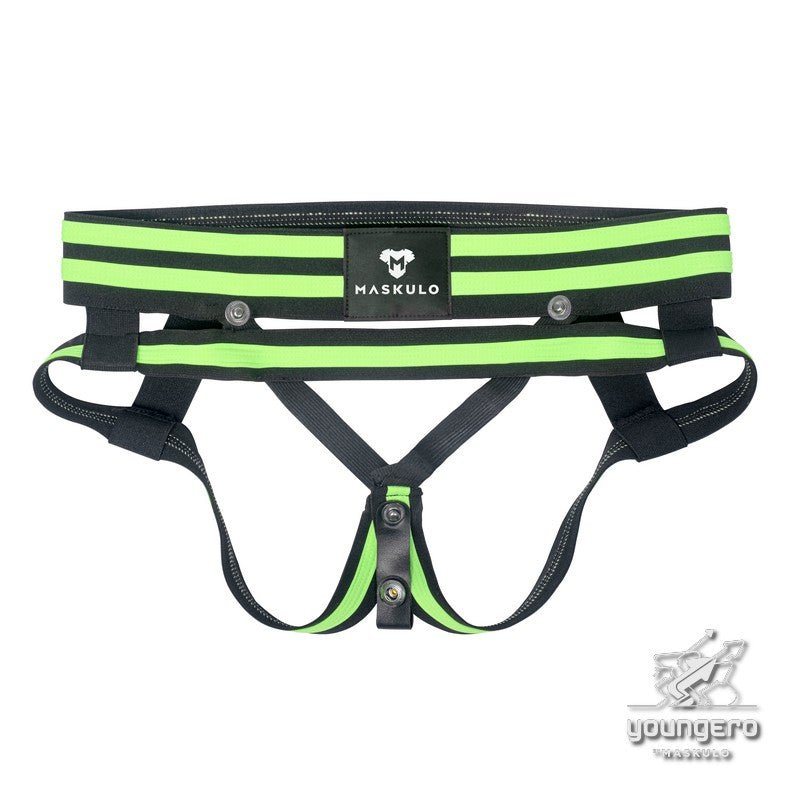 Youngero Generation Y. Men's Fetish Jock. Codpiece. Black+Green Neon - MJS123 - Y1 - www.maskulo.berlin - Local store