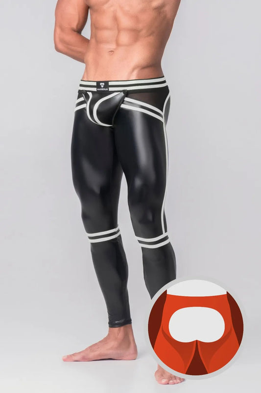 Youngero Generation Y. Men's Leggings. Codpiece. Open Rear. Black+White - MLG109 - Y1 - www.maskulo.berlin - Local store