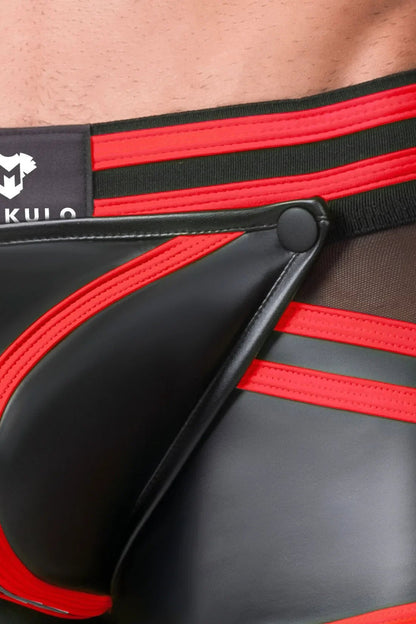 Youngero Generation Y. Men's Trunk Shorts. Codpiece. Zippered Rear. Black+Red - MTR155-Y1 - www.maskulo.berlin - Local store