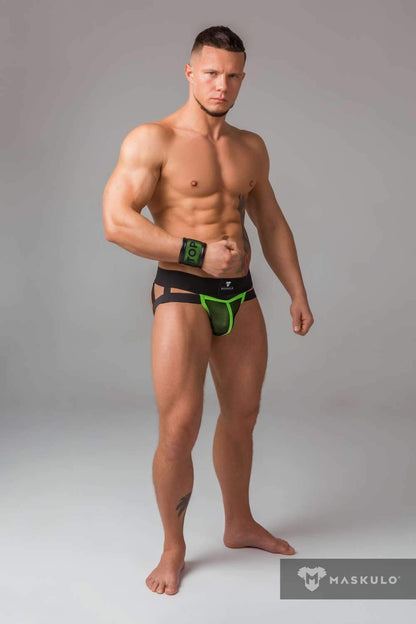 Youngero. Jockstrap. Mesh Codpiece. Neon Green - MJS164-Y1 - www.maskulo.berlin - Local store